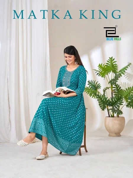 Matka King By Blue Hills Rayon Embroidery Anarkali Kurtis
